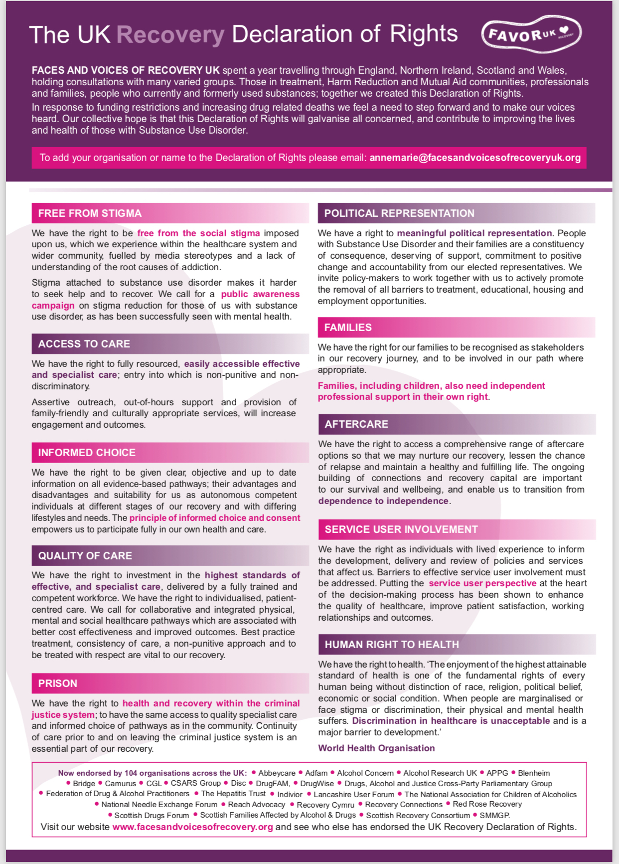 An Open Letter to Directors in Public Health in England from FAVOR UK